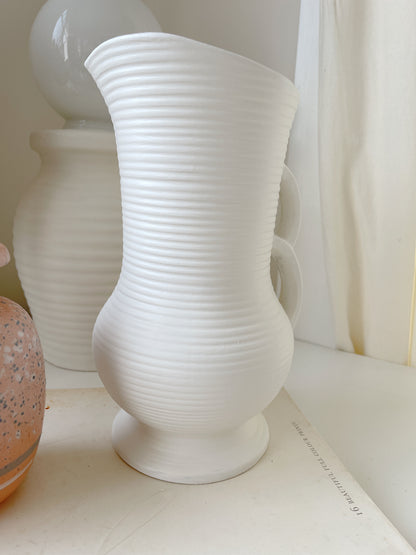 Vintage Ribbed Handled Vase