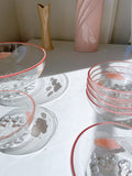 Vintage Set Glass Pink Cloud Bowls