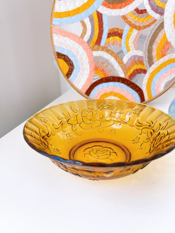 Vintage Amber arose Bowl