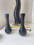 Set 2 Swirl Black Vases