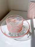 Vintage Set Glass Pink Cloud Bowls