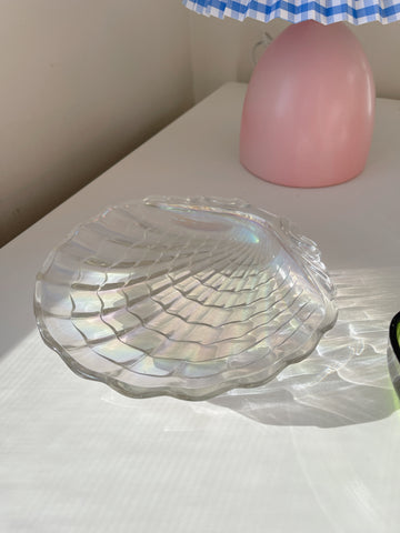Vintage Iridescent Glass Shell Dish