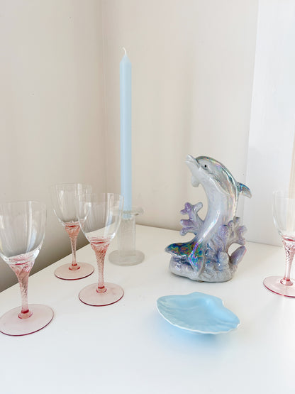 Set 4 Pink Swirl Stemmed Glasses