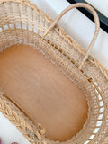 Vintage Rattan Baby Basket On Stand