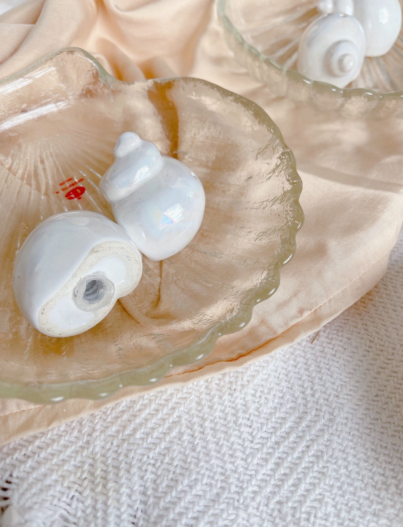 Vintage Salt & Pepper Shell Shakers in Dish