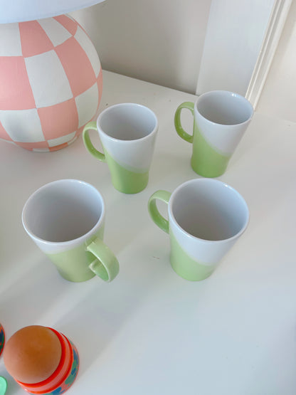 Set 4 Lime Ombré Vintage Mugs - England