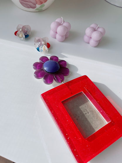 Retro Glitter Resin Flower Frame