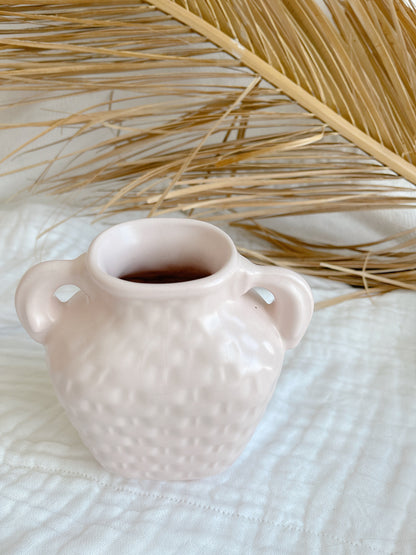 Vintage Pink Double Handled Vase