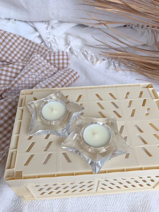 Set 2 Glass Star T-Light Holders