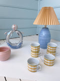 Vintage Blue Ceramic Lamp with Pleated Shade  La