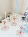 Set 4 Pink Swirl Stemmed Glasses