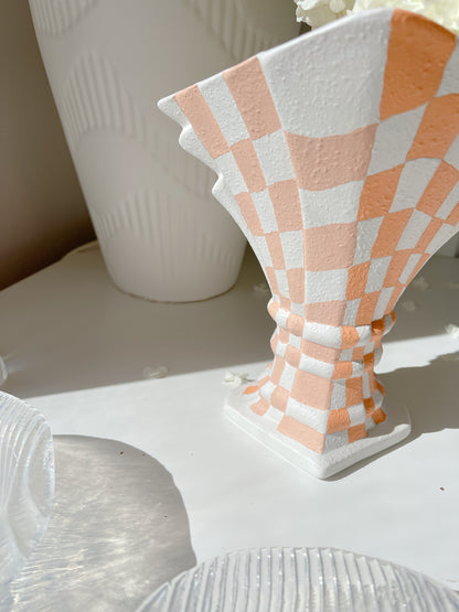 HVL Hand Painted Checkerboard Vase