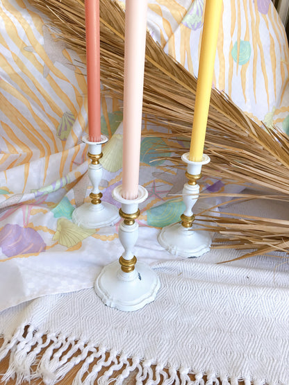 Vintage White Metal Candlesticks - Sold Individually