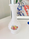 Vintage Milk Glass Vase - Rosebuds