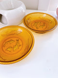 Vintage Amber Shallow Glass Fish Bowls - Set 2