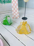 Vintage Yellow OR Green 1960’s Glass Basket - Japan