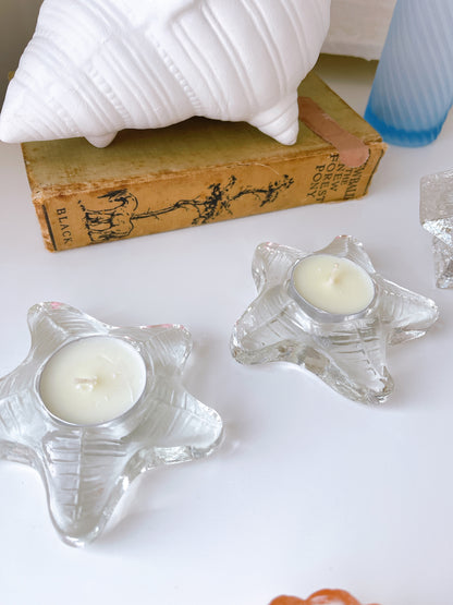 Set 2 Glass Starfish T-Light Holders