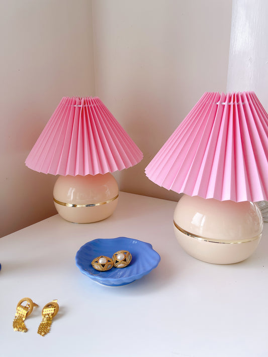 Vintage Ball Lamp with Pink Pleated Shades- Sold Separately