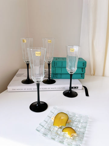 Vintage Luminarc French Geometric Champagne Glasses