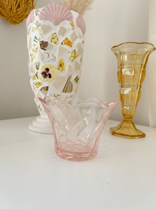 Vintage Pink Glass Bowl - Japan