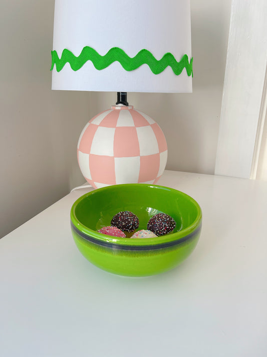 Vintage Bright Green Ceramic Salad Bowl