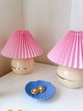 Vintage Ball Lamp with Pink Pleated Shades- Sold Separately