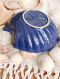 Vintage Ceramic Shell Bowl- Blue Outer