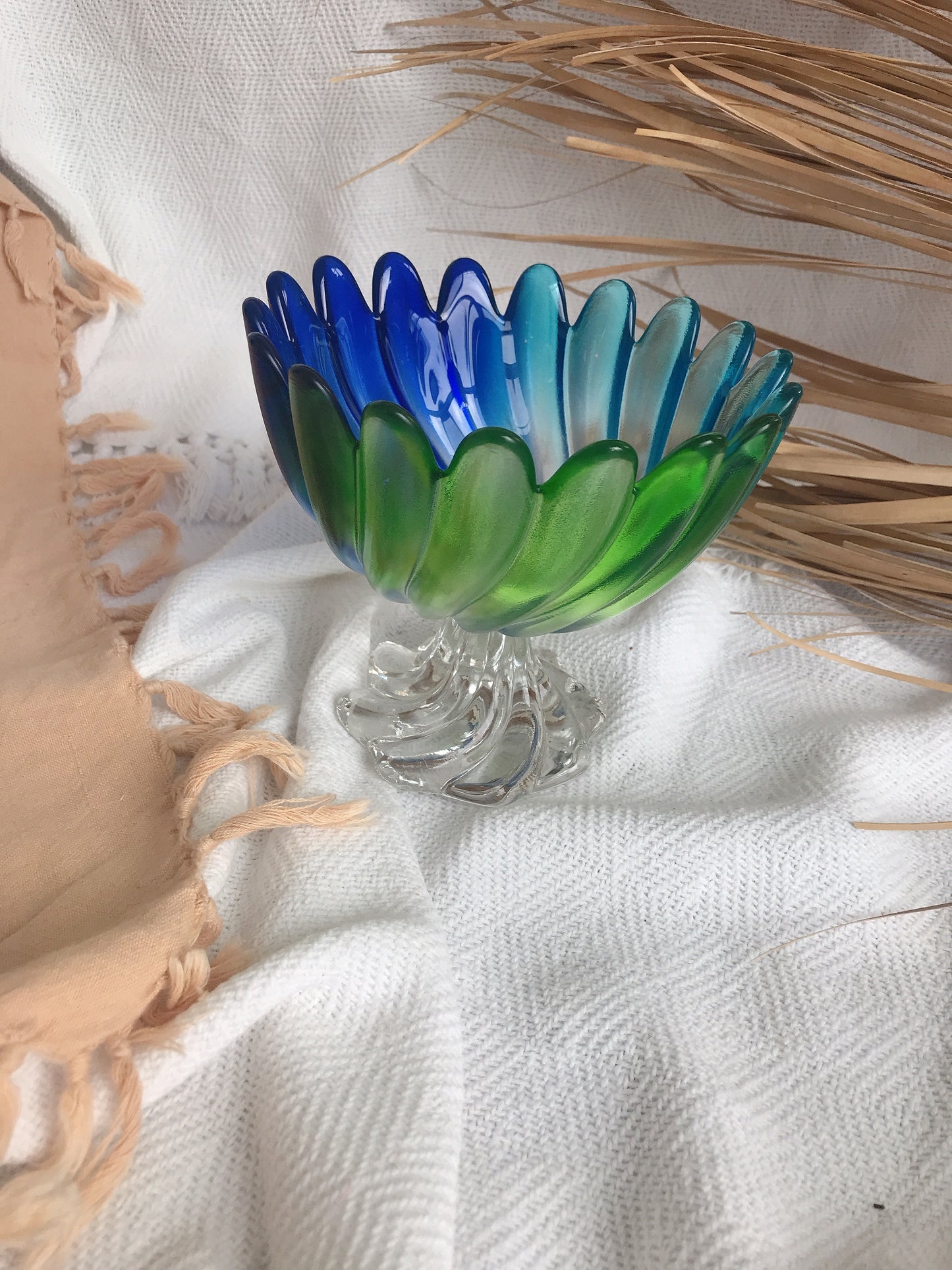 Original Walther Glass Petal Pedestal Bowl - Germany