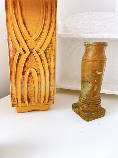 Vintage Hand Carved Stone Vase - 1977