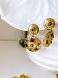 Vintage Gold Stone Dangle Earrings