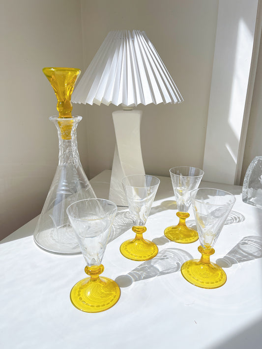 Vintage Glass Decanter and Glasses