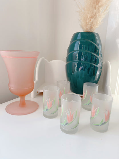 Vintage Pink Frosted Glass Vase