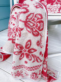 Vintage Cranberry Floral Towel- 2 Available