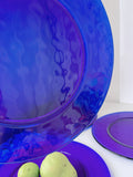 Set 4 Vintage Cobalt Blue Glass Dinner Plates