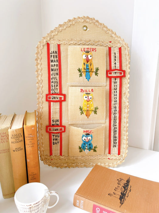 Vintage Seagrass Letter Organiser/Calendar