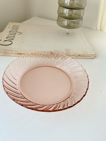 Set 2 Pink Vintage Glass Plates