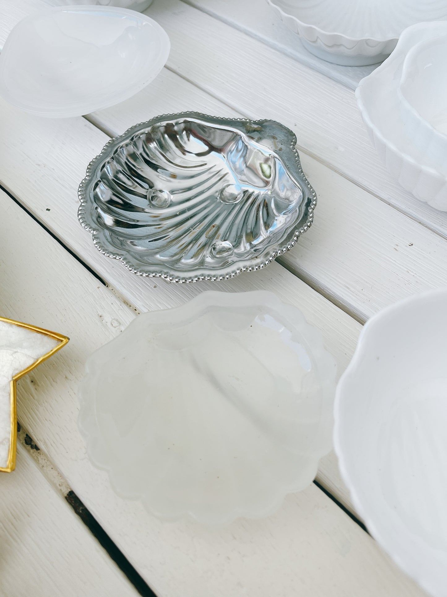 Vintage Silver /Glass Shell Dish