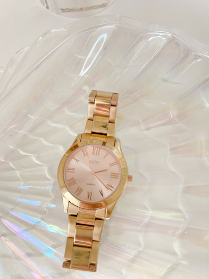 Elite Pale Pink Faced Watch