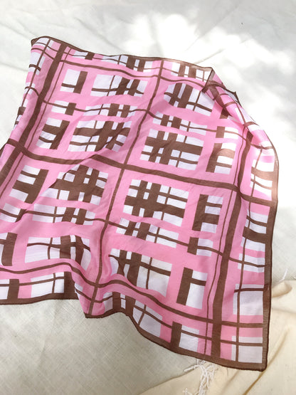 Vintage Pink/Brown Check Scarf