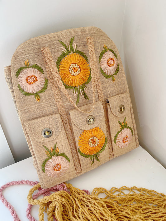 Vintage Straw Embroidered Bag