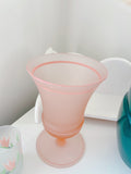 Vintage Pink Frosted Glass Vase