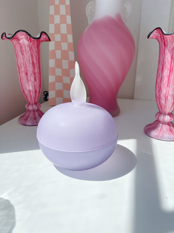 Vintage Frosted Lilac Lidded Compote