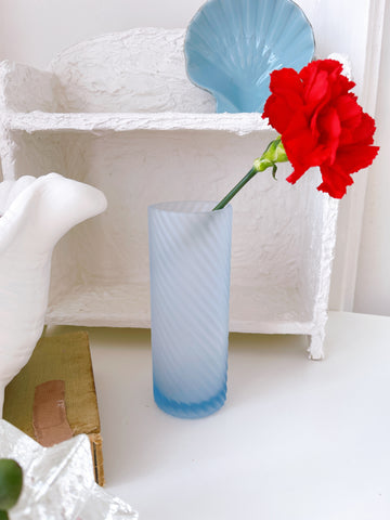 Vintage Swirl Frosted Glass Vase