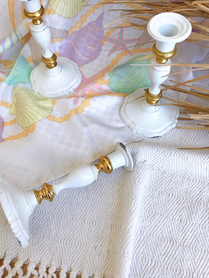 Vintage White Metal Candlesticks - Sold Individually