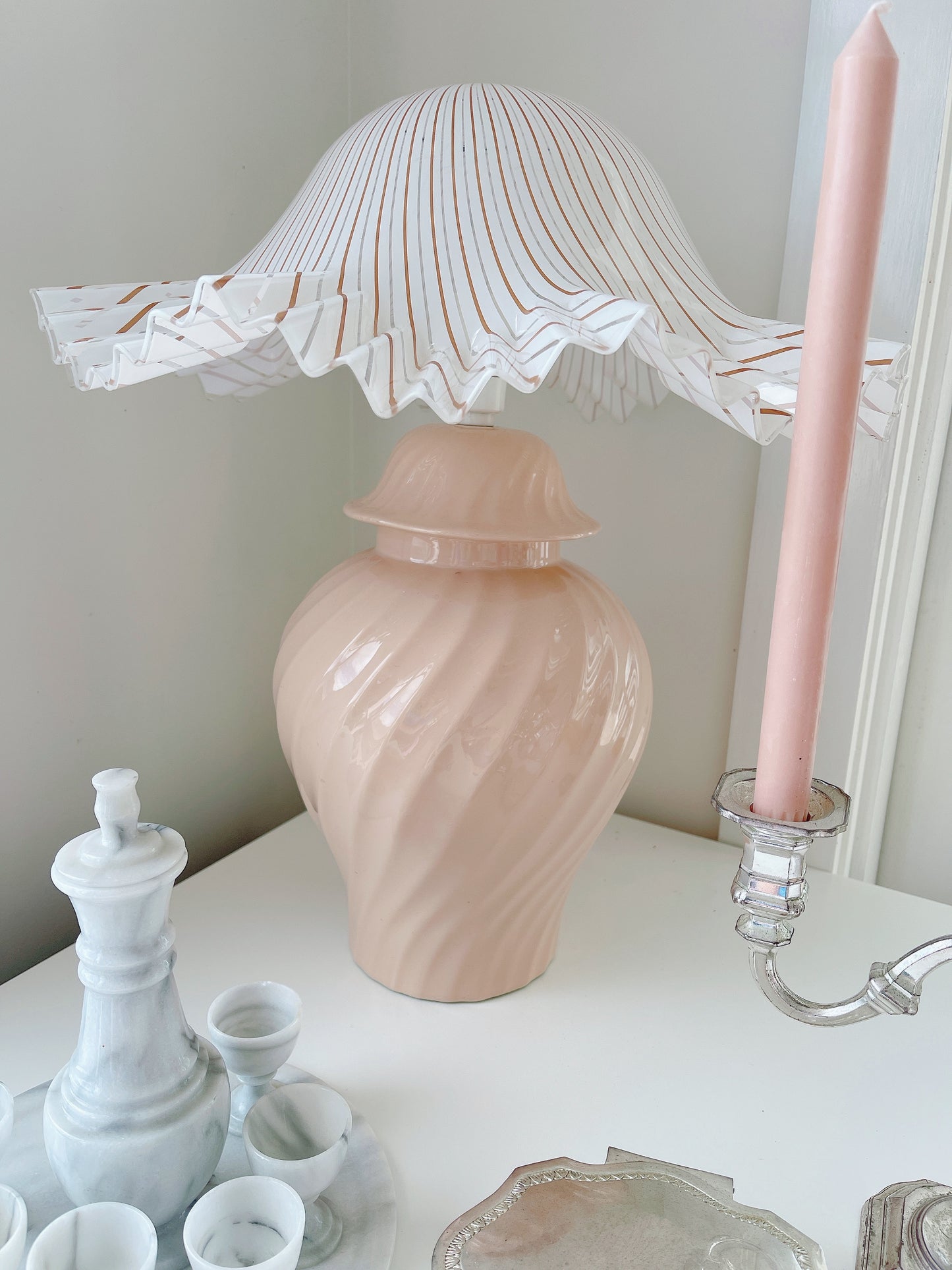 Vintage Lamp with Filagree Lampshade - Choose Base