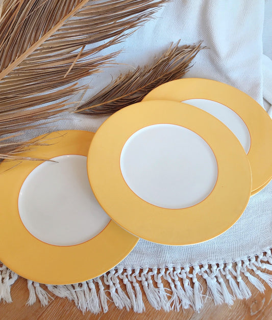 Set 6 Mikasa Yellow Rim Statement Dinner Plates