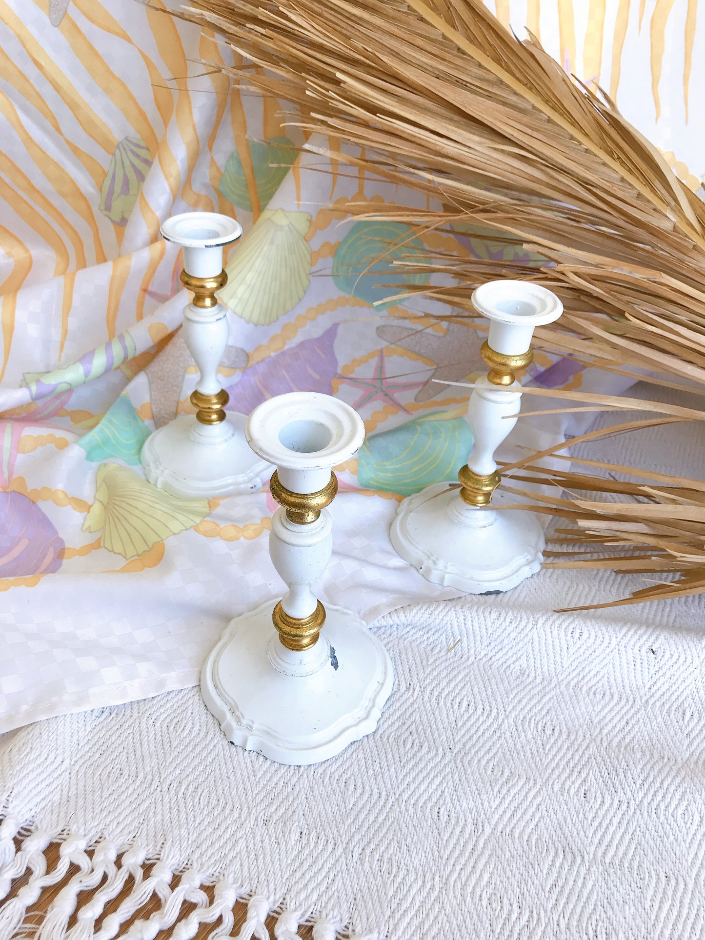 Vintage White Metal Candlesticks - Sold Individually