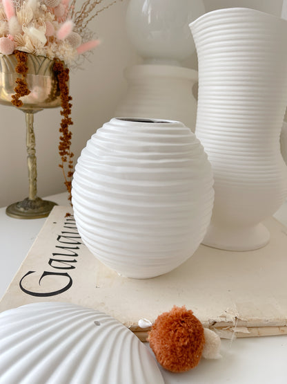 Ribbed White Balloon Vase