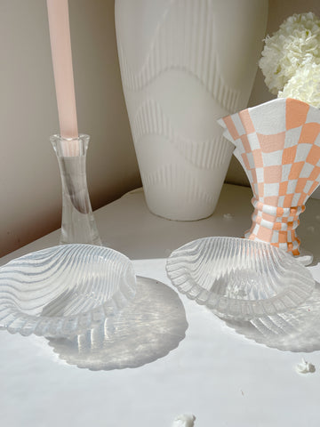 Set 2 Vintage Glass Shell Bowls