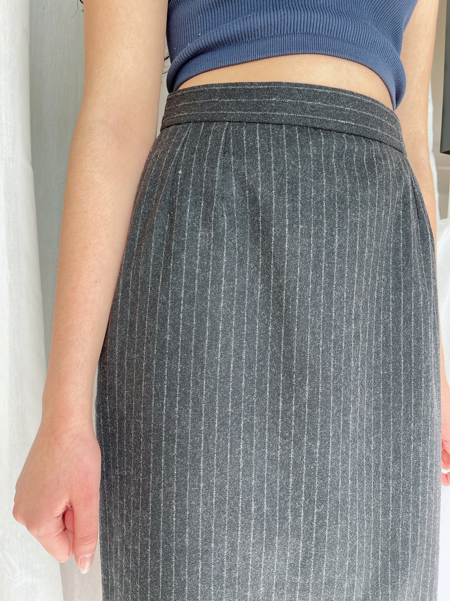 Yves Saint Laurent Woolen Pin Stripe Skirt